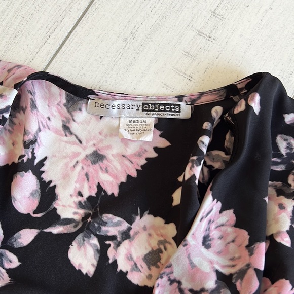 Necessary Objects Pink and Black Floral Romper Long Sleeve - Picture 5 of 5